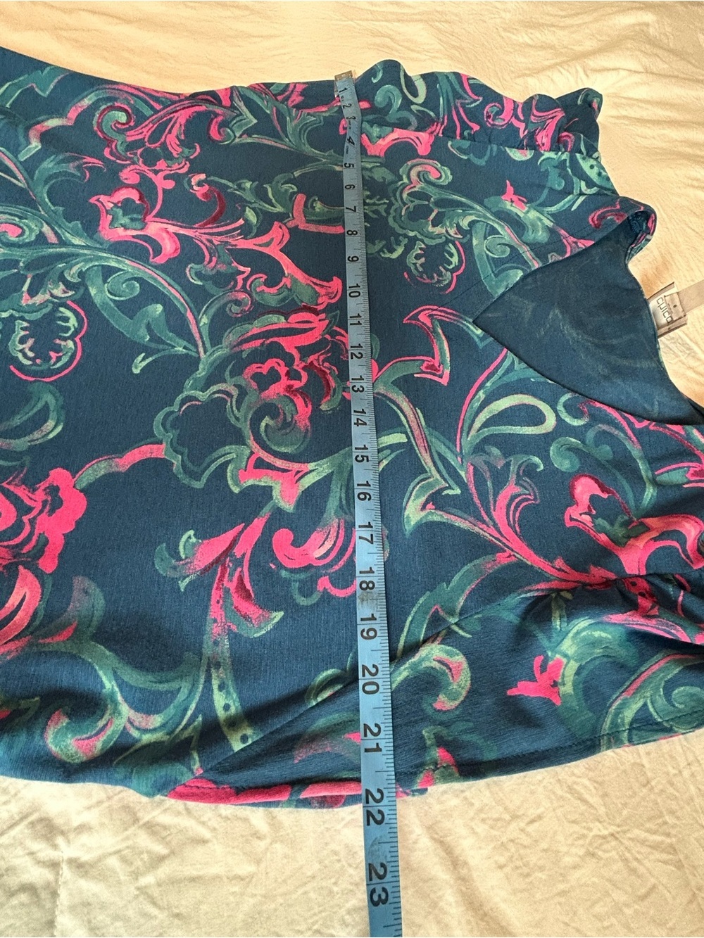 Chico's Teal and Pink V-Neck Printed Sheath Dress - Picture 10 of 11